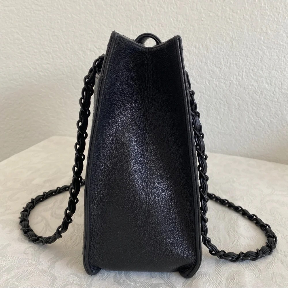 Chanel black quilted leather tote